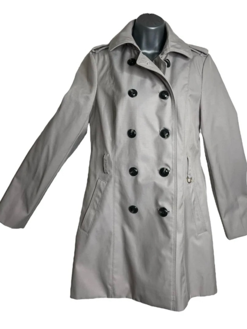 Marc New York Light Gray Double-Breasted Trench Coat